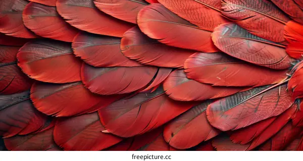 Scarlet Macaw Feathers Close Up