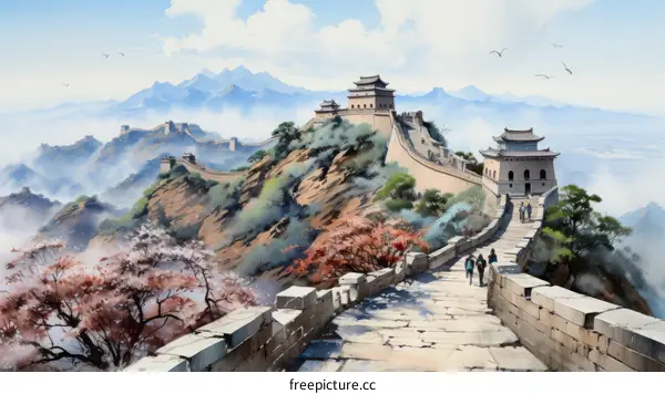 The Great Wall of China Snaking Across Mountainous Terrain