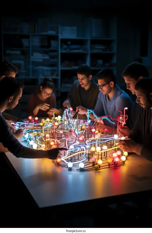 A group of young people are working on a project together.