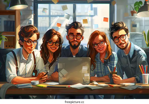 Group of young professionals in a creative workspace