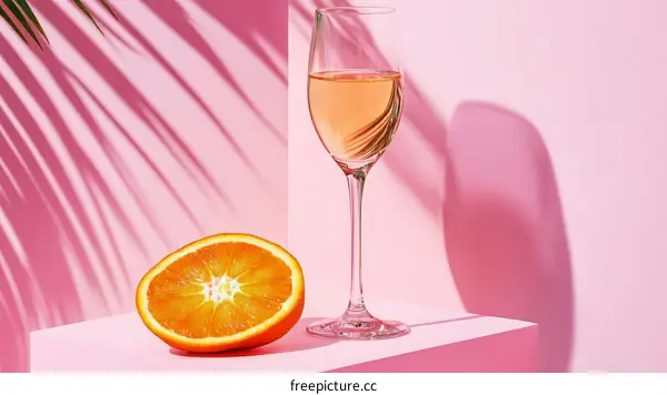 Pink Cocktail Drink with Orange Slice in Stylish Photo