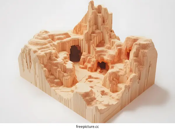 Abstract Mountain Landscape Made of Wood