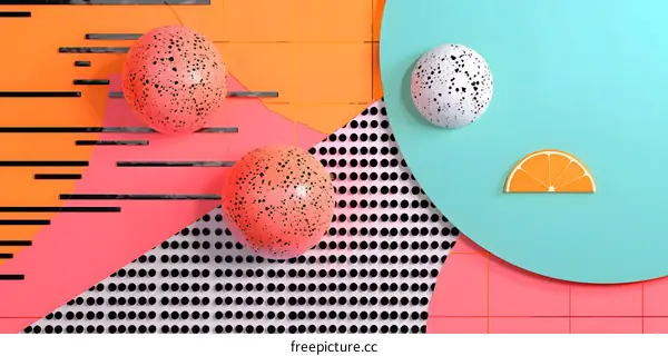 Abstract Geometric Colorful Background with Eggs and Orange