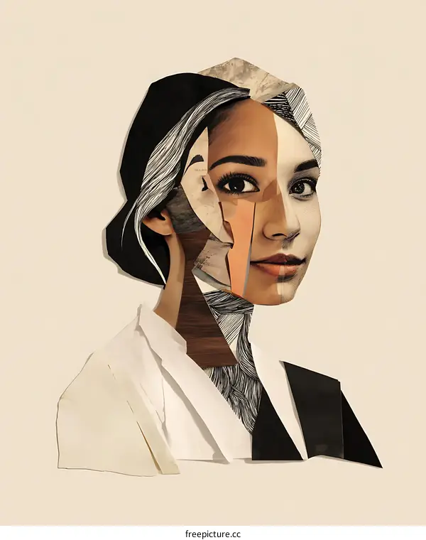 Collage Portrait of a Multiracial Woman