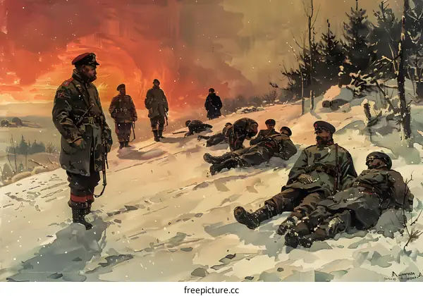 Russian Civil War: White Army in the snow
