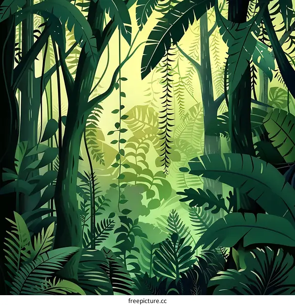 Green Tropical Jungle Illustration
