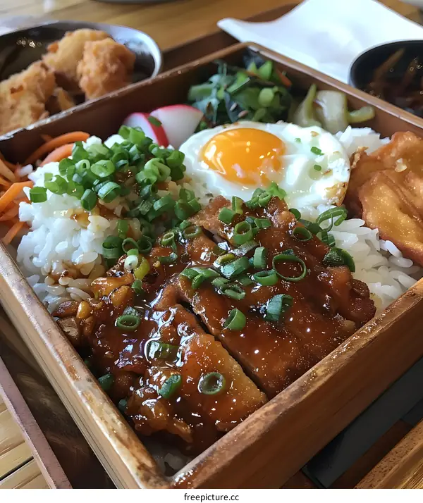 Close Up Of Teriyaki Chicken Bento Box