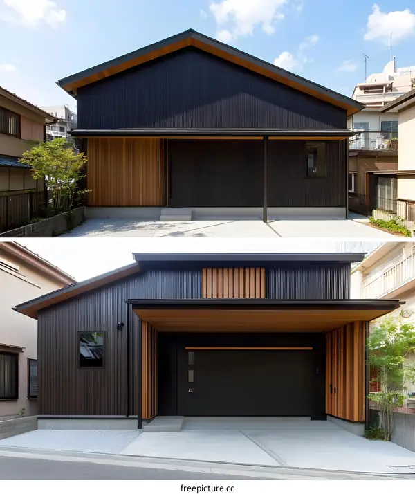 Modern Black and Wood House Exterior Design