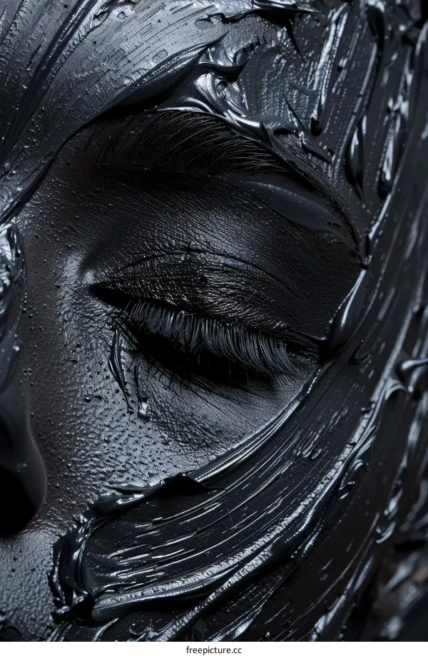 Black Substance Covering Woman's Face
