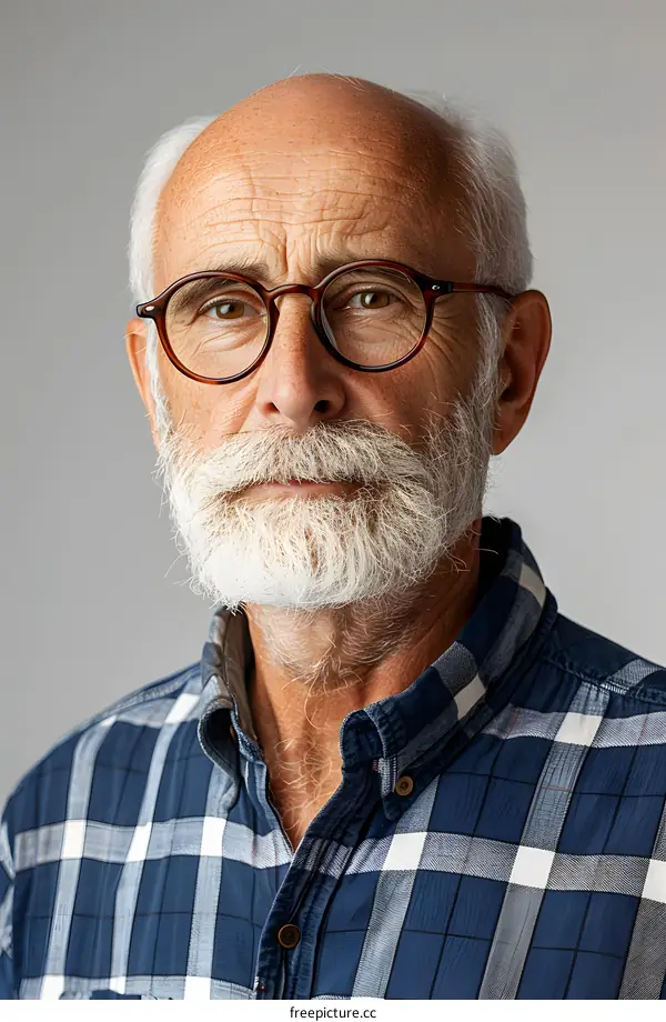 Portrait of Senior Man with Glasses and Beard