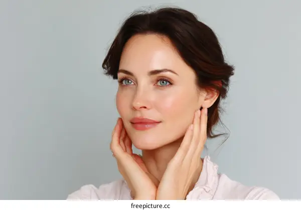 Womans Beautiful Facial Features Close-up Portrait