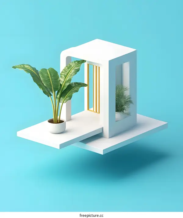 Minimalist White Architecture With Green Plants