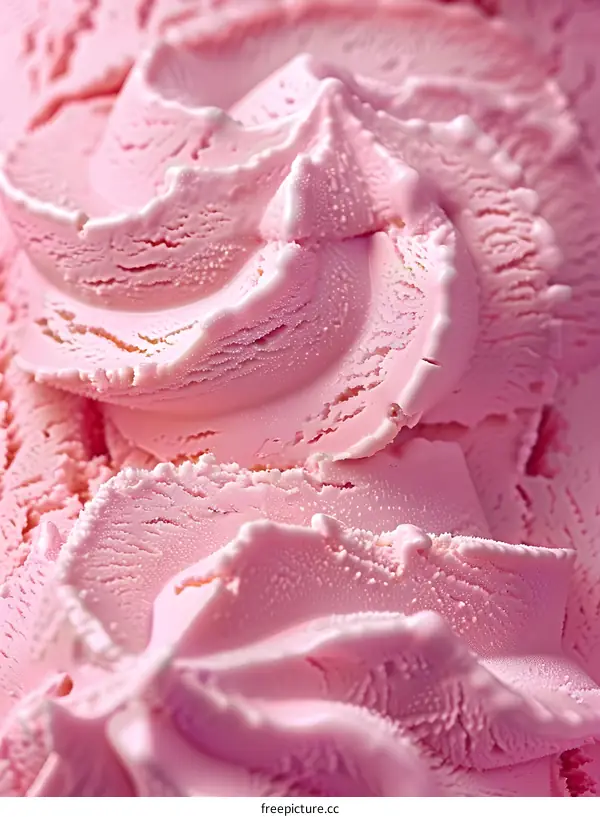 Closeup of Pink Ice Cream Scoop Texture