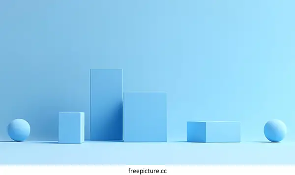 Abstract Light Blue Geometric Shapes Composition