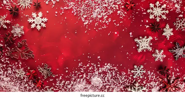 Red Christmas Background with Snowflakes