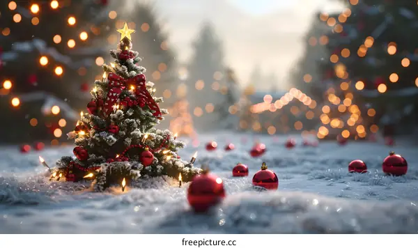 Christmas tree in the snow