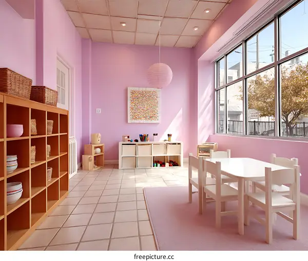 Pink Playroom Interior Design for Childrens Activity