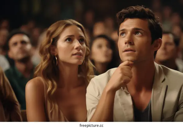 A young couple watching a tennis match