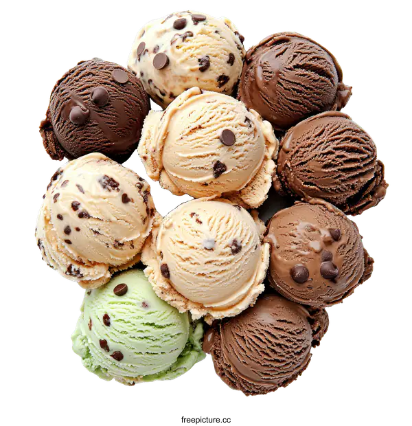 [Transparent Background PNG]Assortment of Delicious Ice Cream Scoops