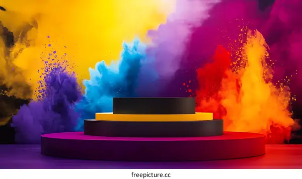 Colorful Powdery Abstract Display Platform