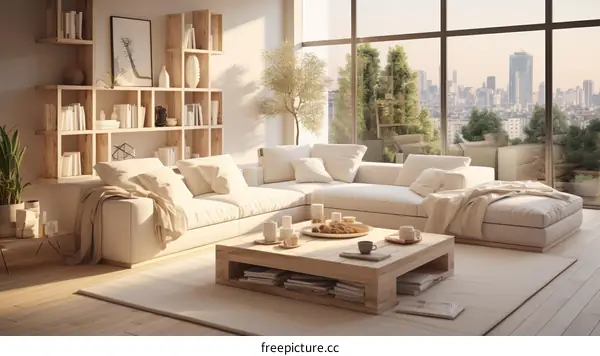 Minimalist Living Room with Floor to Ceiling Windows