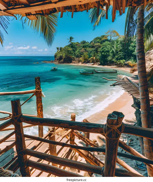 Beach from a wooden hut