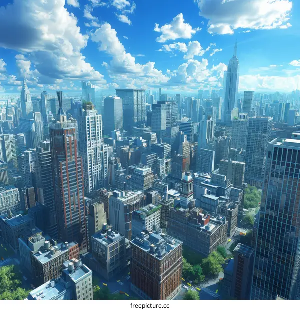 New York City Skyline Panorama with Famous Landmarks