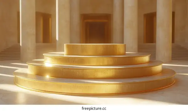 Golden Circular Steps Display Platform