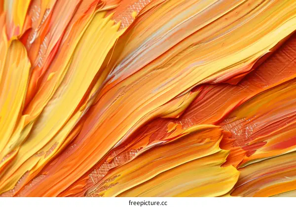 Oil painting texture background with bright orange yellow and red colors