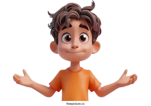 [Transparent Background PNG]Smiling Cartoon Boy with Open Arms