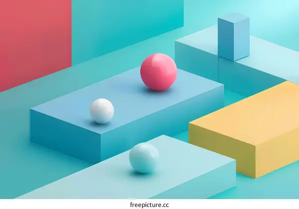 Abstract 3D Geometric Shapes and Spheres Background