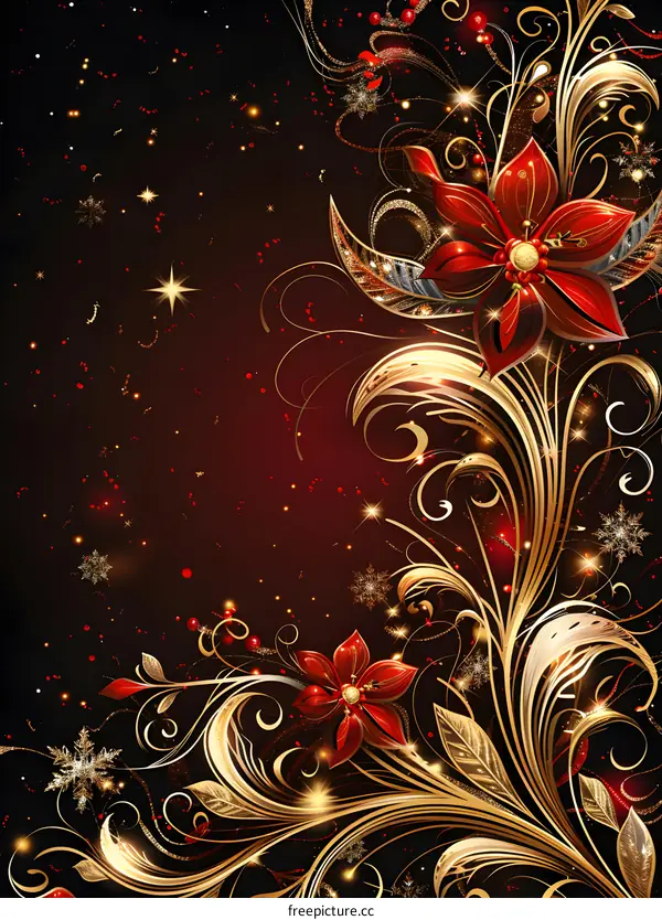 Golden flowers and snowflakes