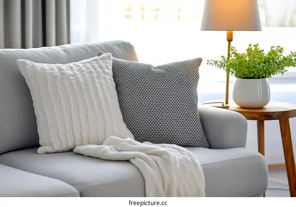 Cozy Living Room Decor with Pillows and Throws
