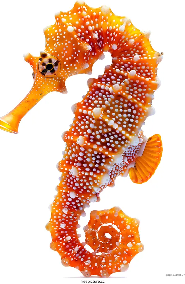 Orange and white spotted seahorse