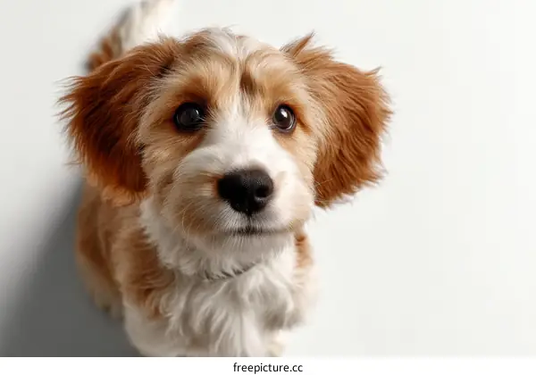 Adorable Puppy Portrait Against White Background