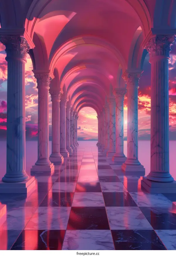 Pink and Purple Synthwave Temple