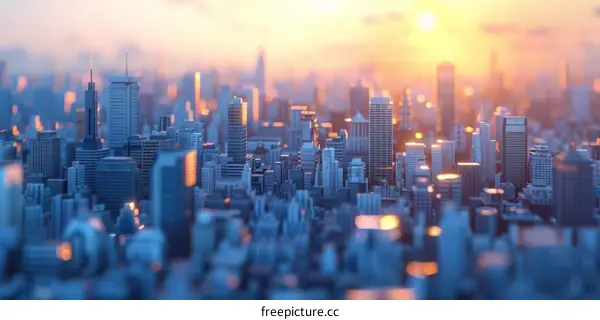 Sunrise over a Futuristic Cityscape Illustration