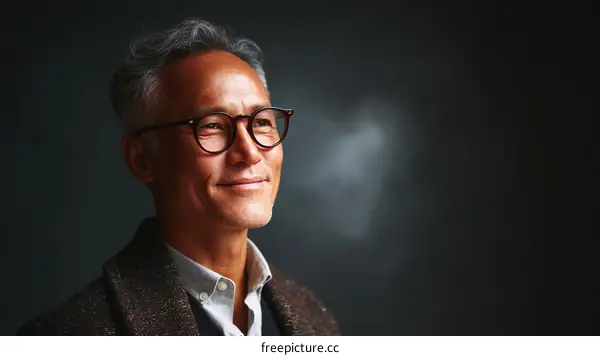 Thoughtful Asian Man in Business Attire