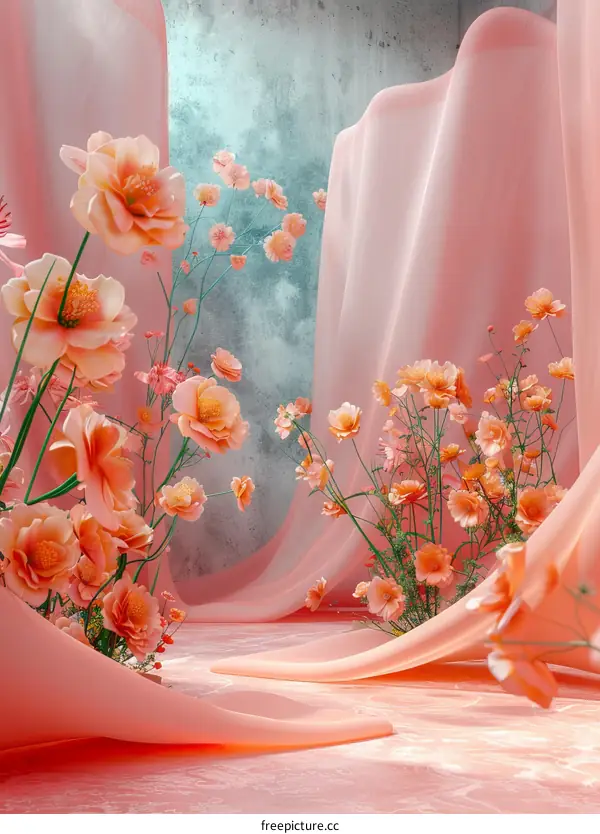 Pink Floral Artistic Backdrop