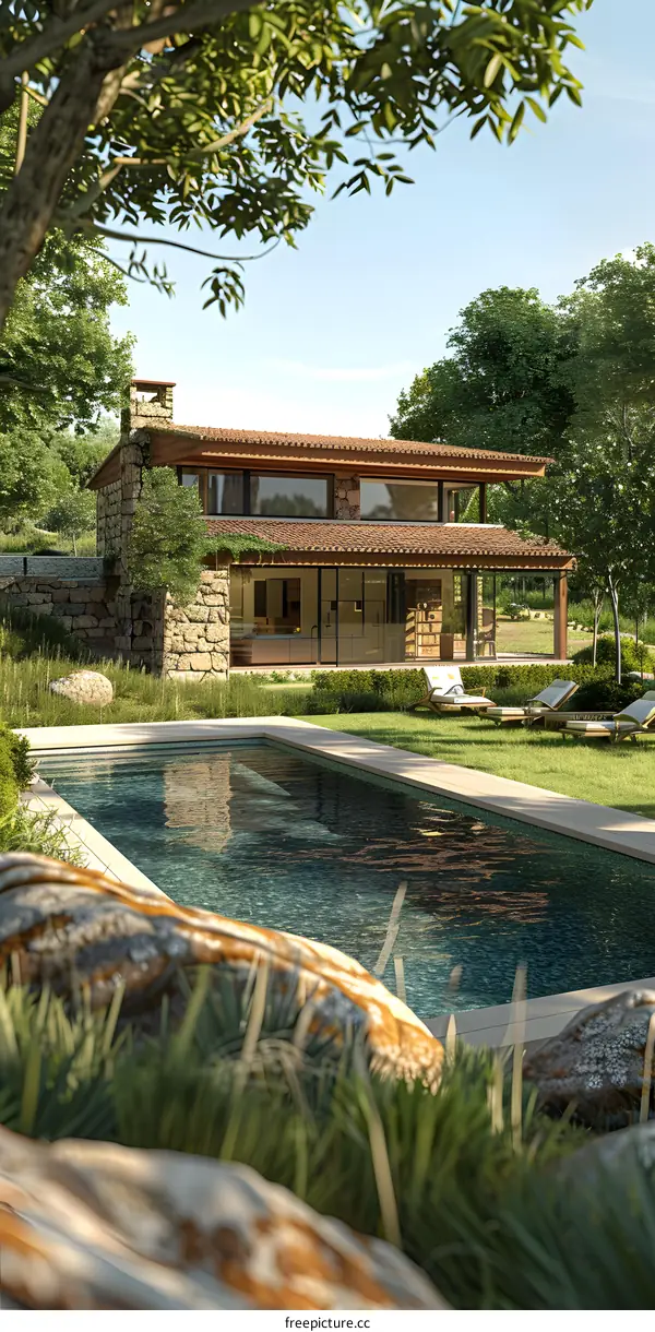 Modern house with pool and garden