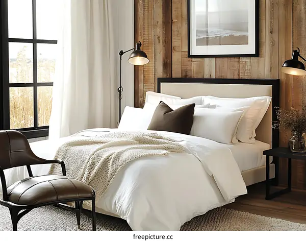 Cozy Modern Bedroom with Natural Wood Walls
