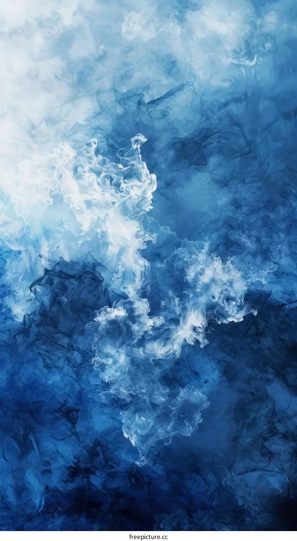 Abstract Blue and White Smoke Swirls