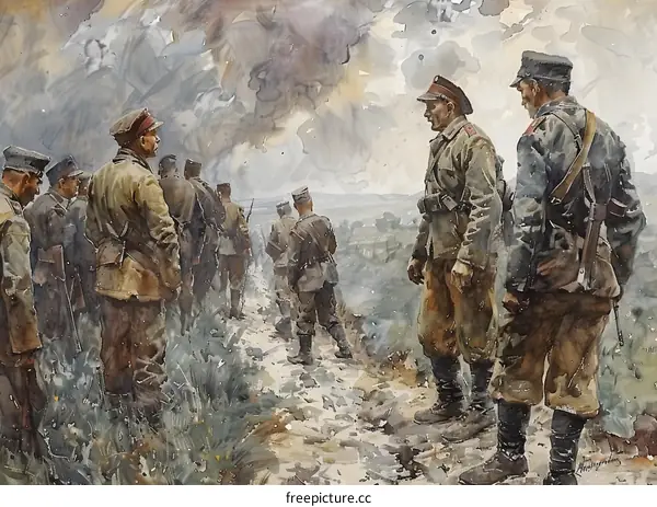 Soldiers in a Field During a War