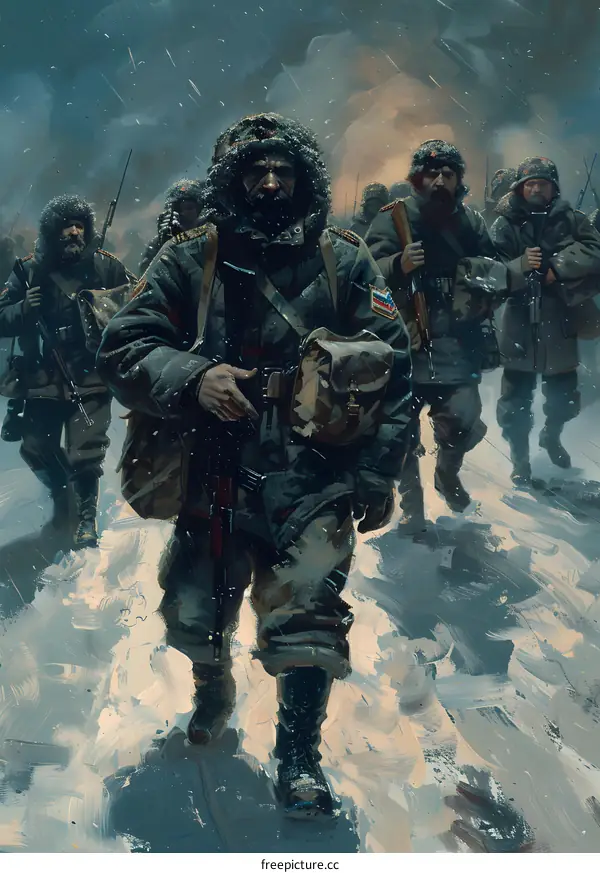 A group of soldiers in the snow