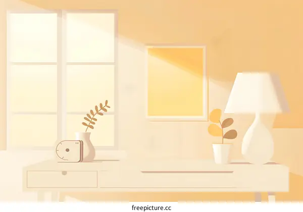 Sunlight Streaming Through Window in Minimalist Room