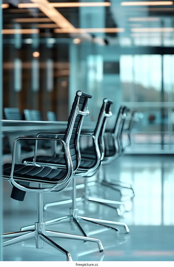 Modern Office Chairs in Row at Meeting Room