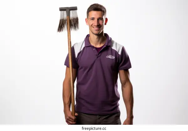 Chimney sweep with a brush