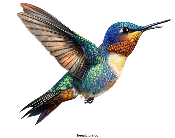 [Transparent Background PNG]Stunning Illustration of a Hummingbird in Flight