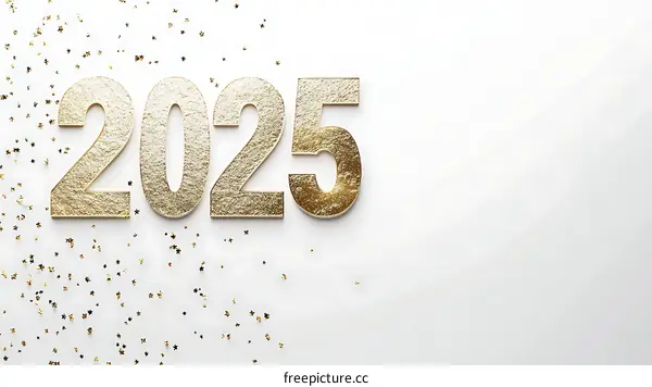Golden 2025 New Year Decoration