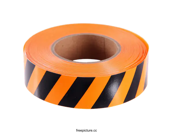 [Transparent Background PNG]Orange and Black Warning Tape Roll